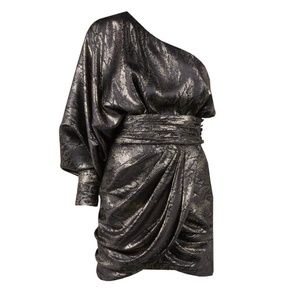 Redemption one shoulder jacquard gold mini dress size 0